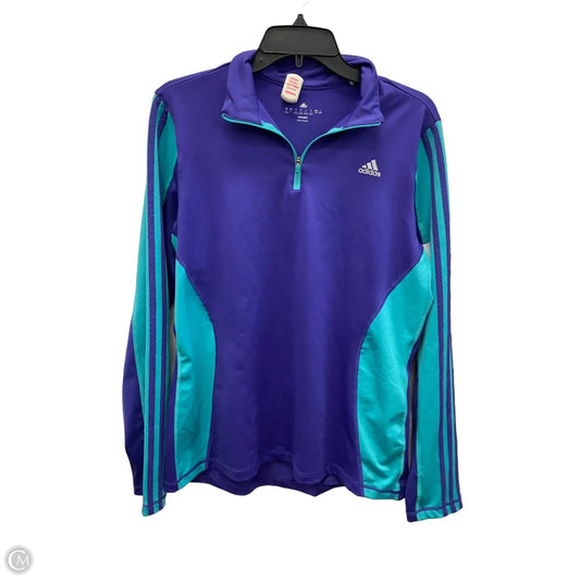 Athletic Top Long Sleeve Collar By Adidas In Purple, Size: L