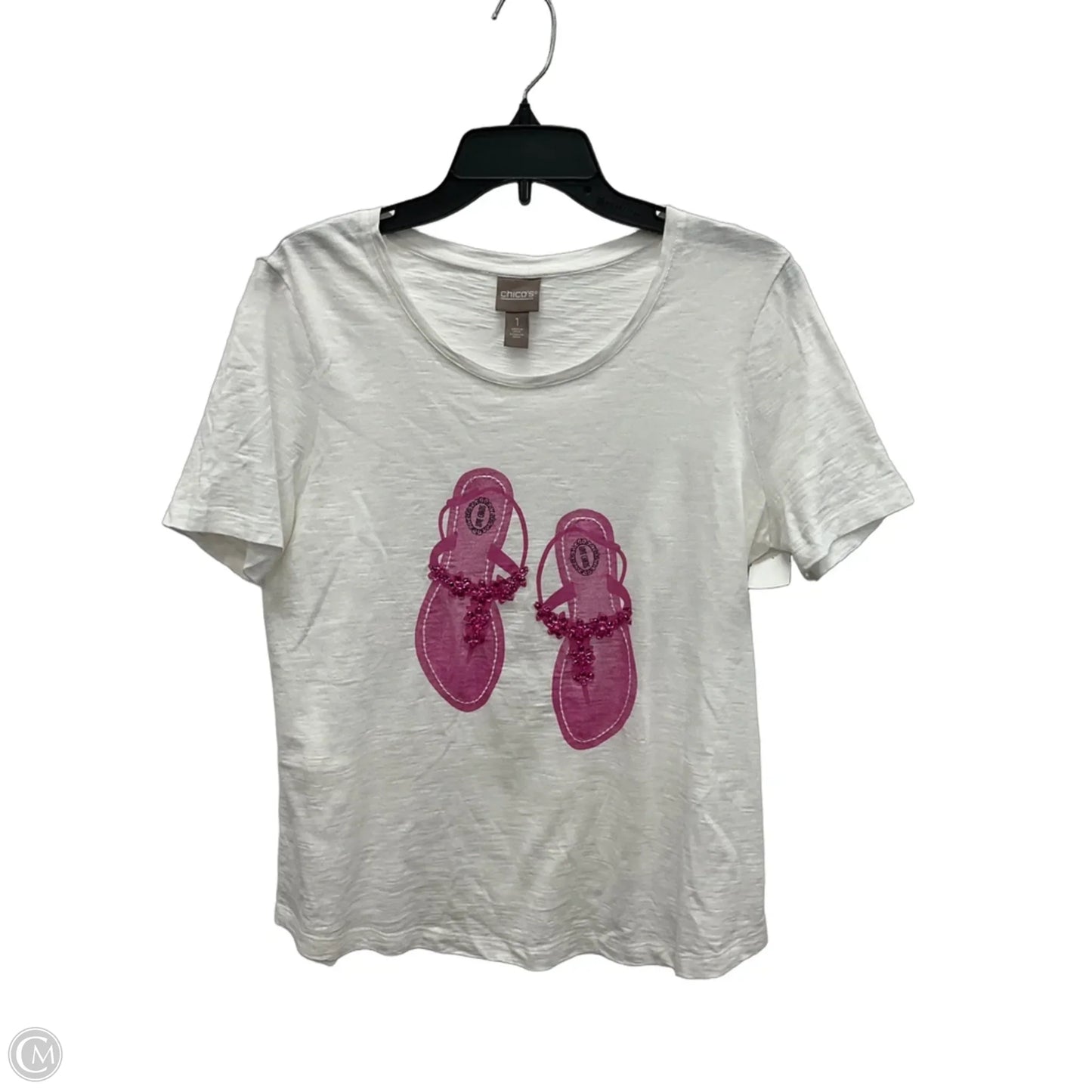 Top Short Sleeve Basic By Chicos In White, Size: M