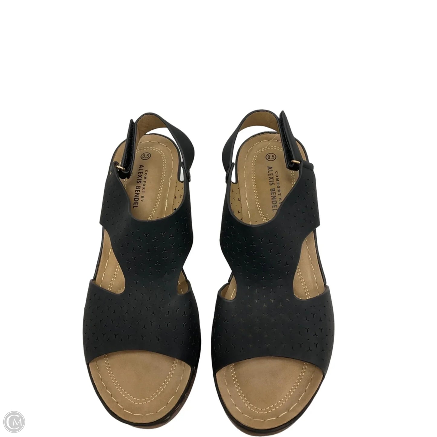 Sandals Heels Wedge By Clothes Mentor In Black, Size: 8.5