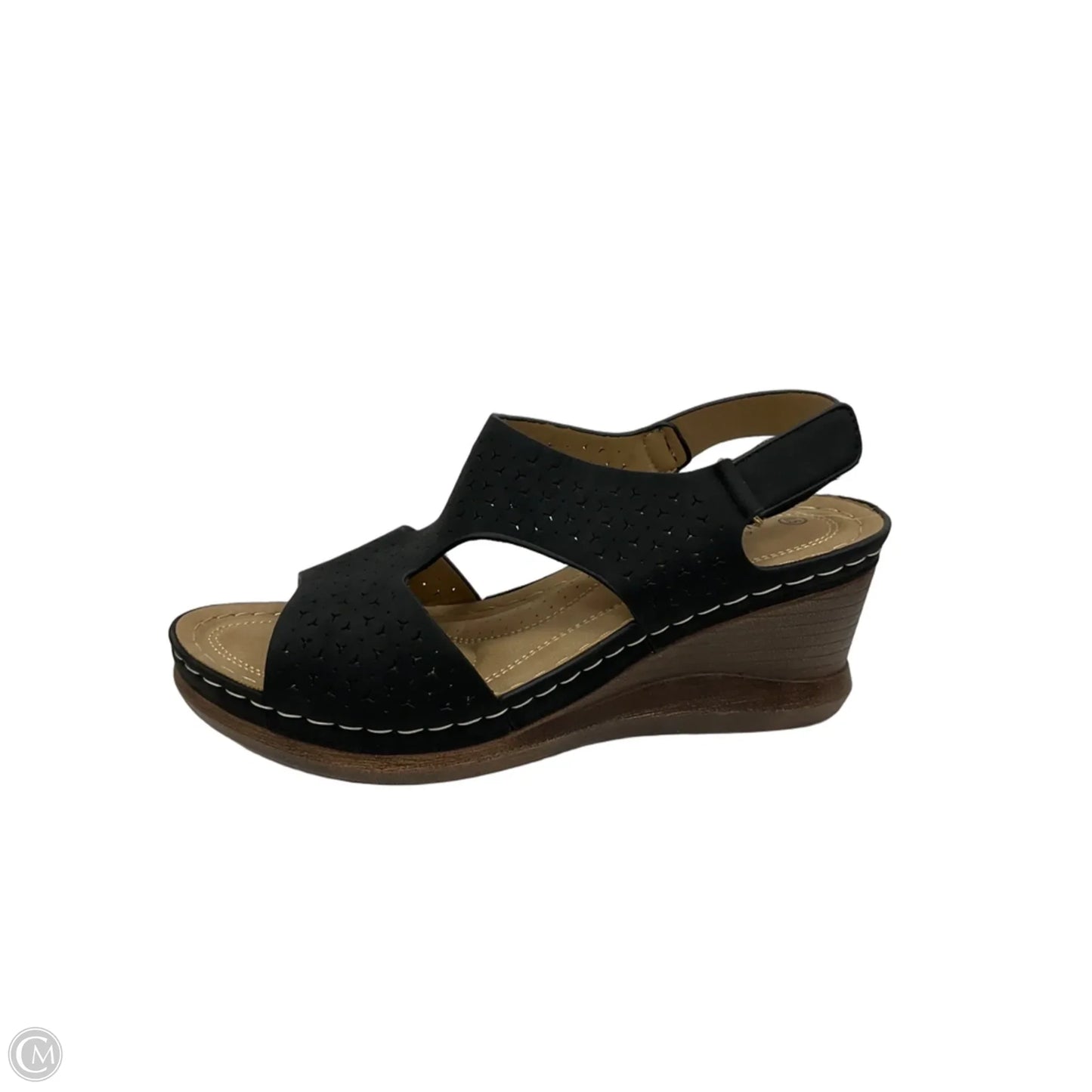 Sandals Heels Wedge By Clothes Mentor In Black, Size: 8.5