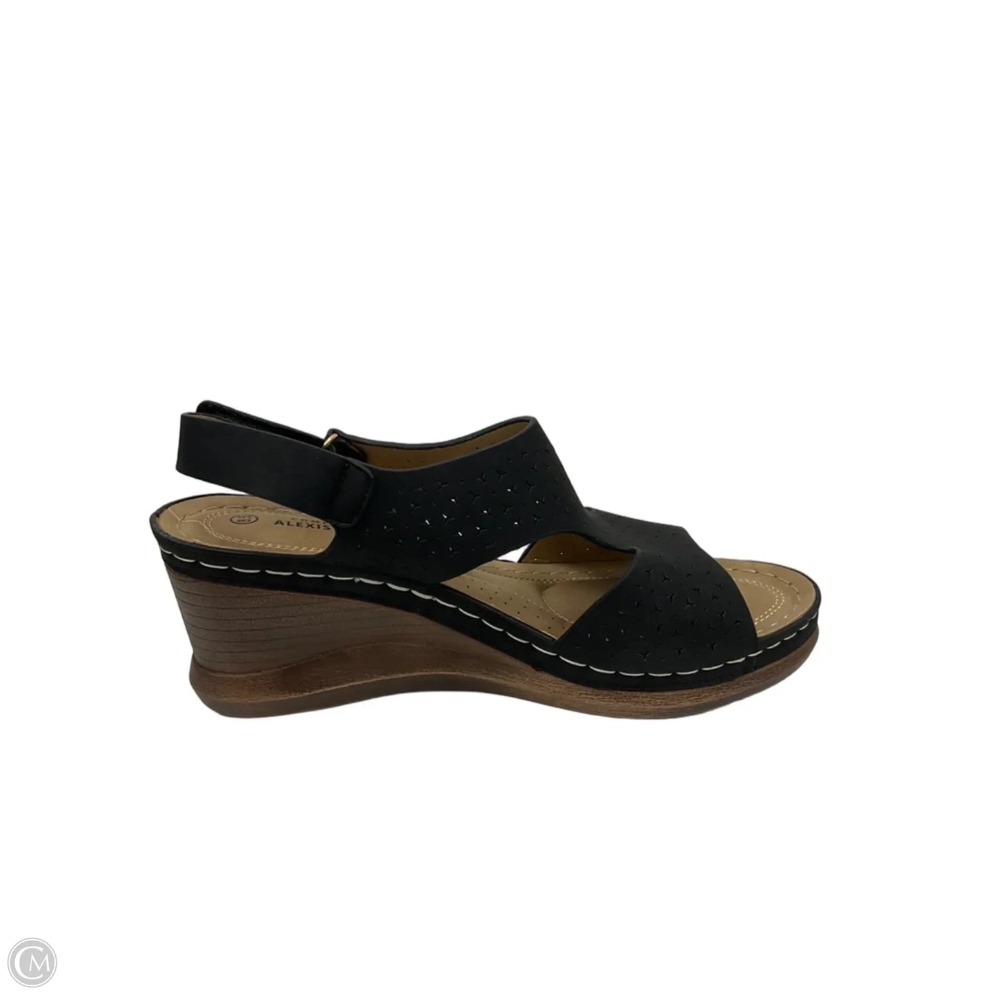 Sandals Heels Wedge By Clothes Mentor In Black, Size: 8.5