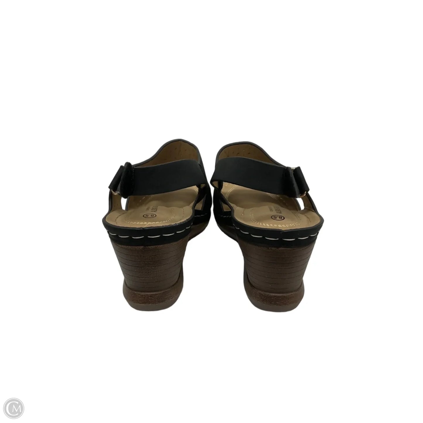 Sandals Heels Wedge By Clothes Mentor In Black, Size: 8.5