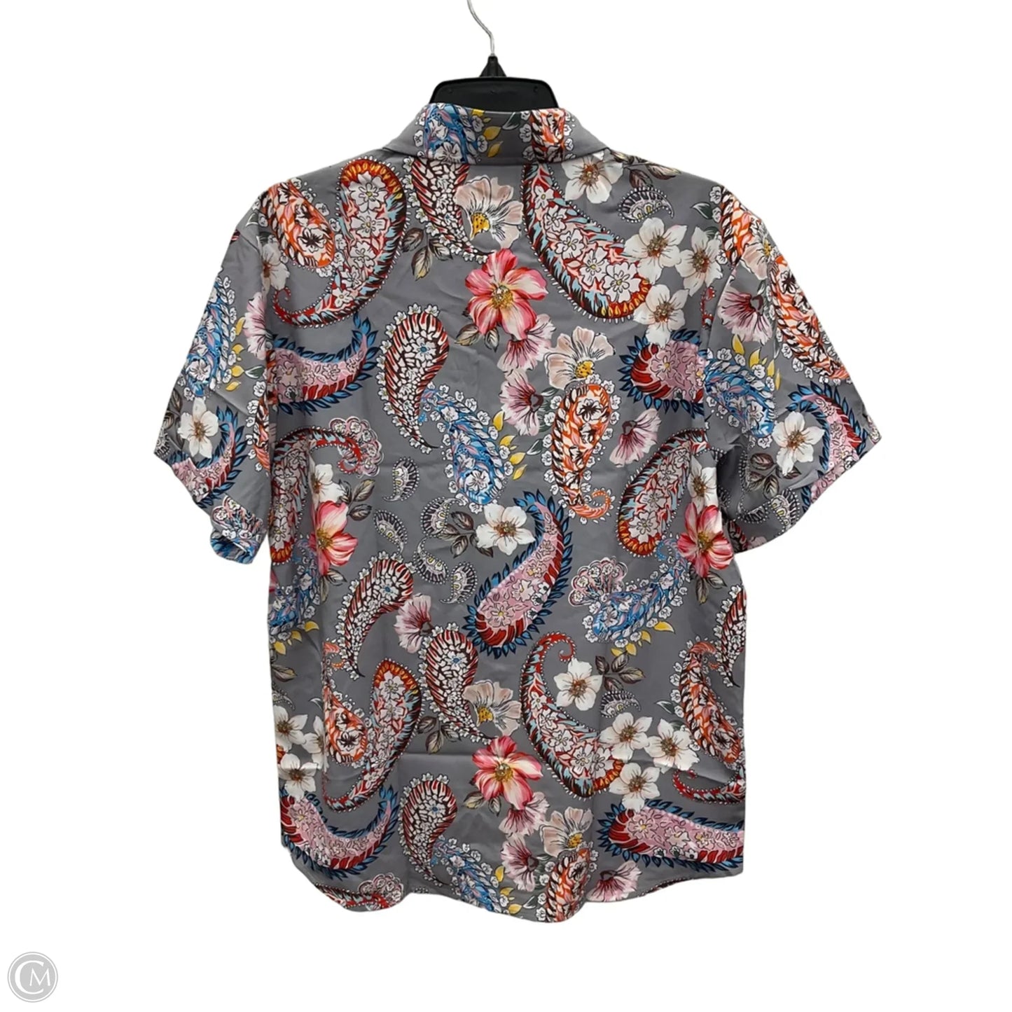 Blouse Short Sleeve By Cme In Grey, Size: M