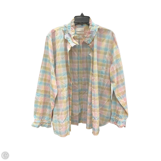 Blouse Long Sleeve By J. Crew In Plaid Pattern, Size: 20