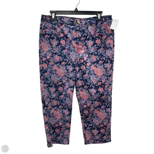 Pants Cropped By Isaac Mizrahi Live Qvc In Floral Print, Size: 10