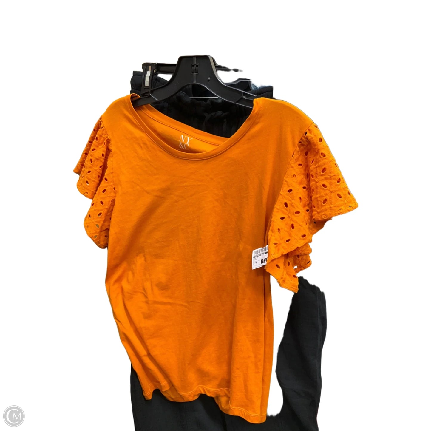 Top Short Sleeve By New York And Co In Orange, Size: M
