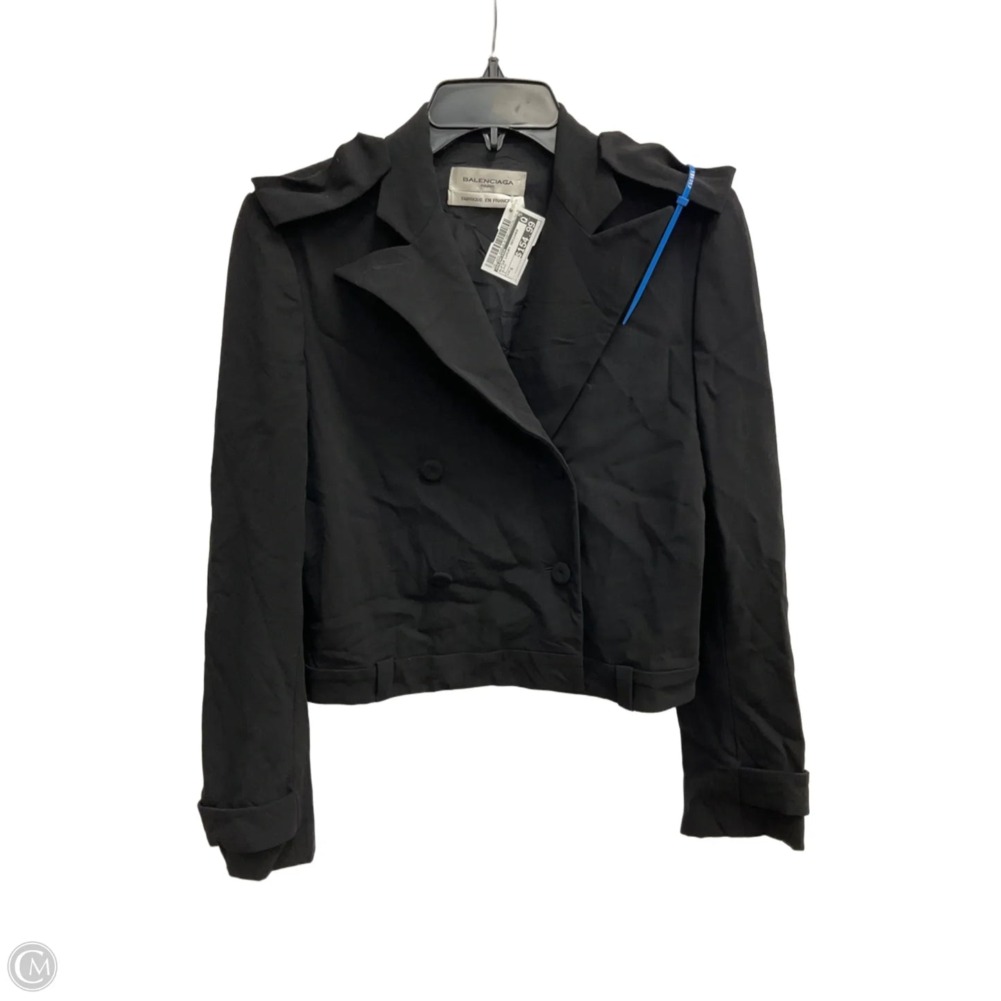 Blazer Luxury Designer By Balenciaga In Black, Size: S