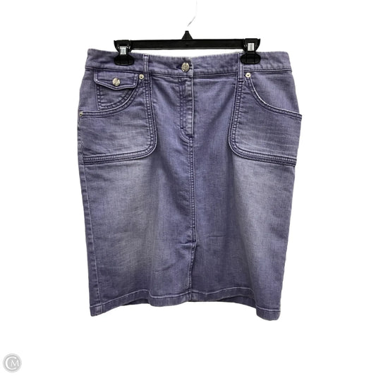Skirt Designer By Escada In Purple Denim, Size: L