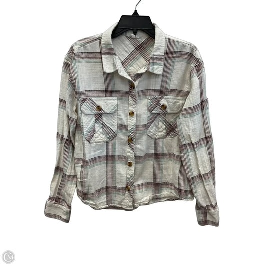 Blouse Long Sleeve By Maurices In Purple & White, Size: L