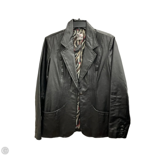 Jacket Leather By Denim And Company In Black, Size: M