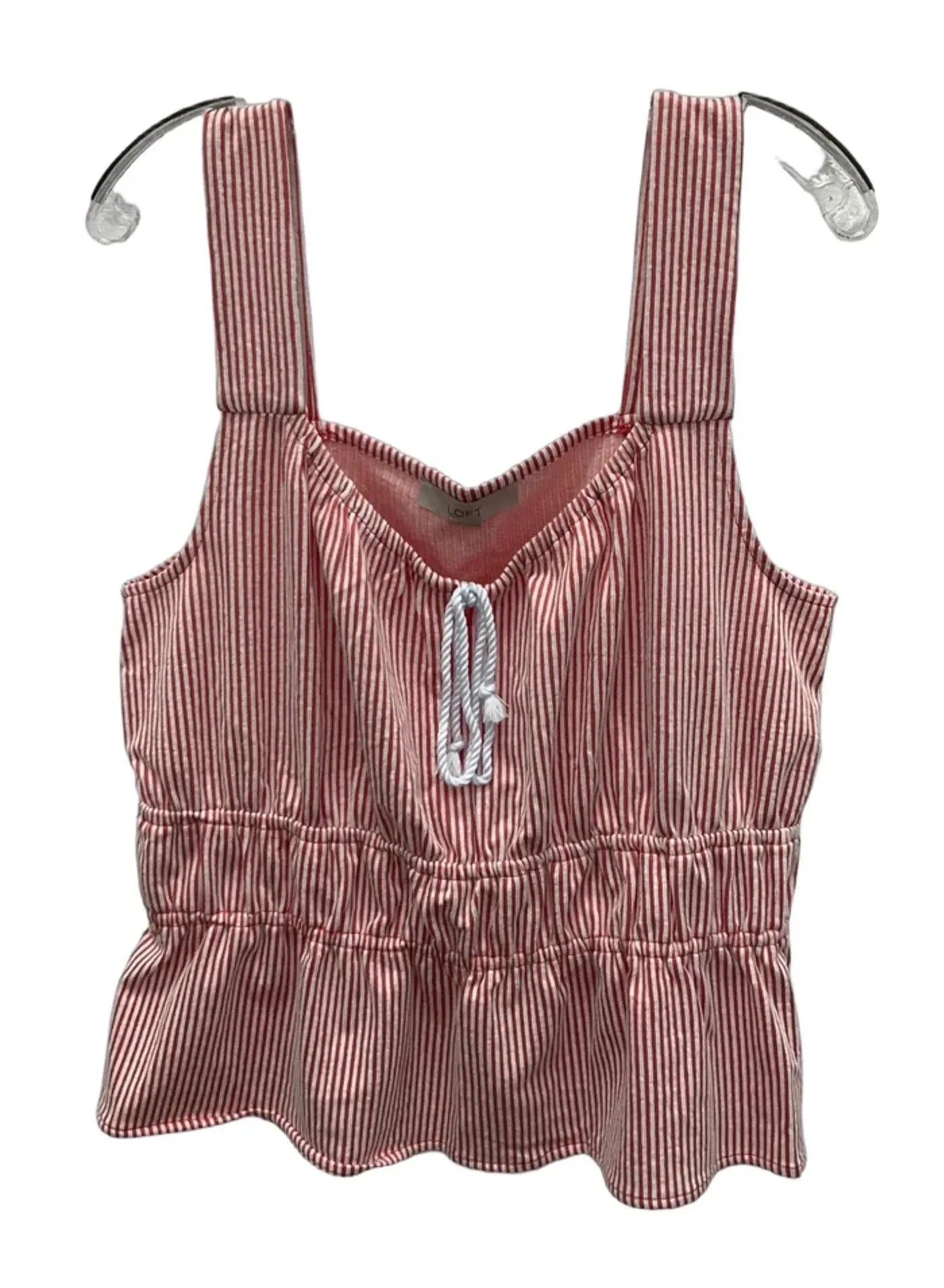 Top Sleeveless By Loft In Red & White, Size: Xl