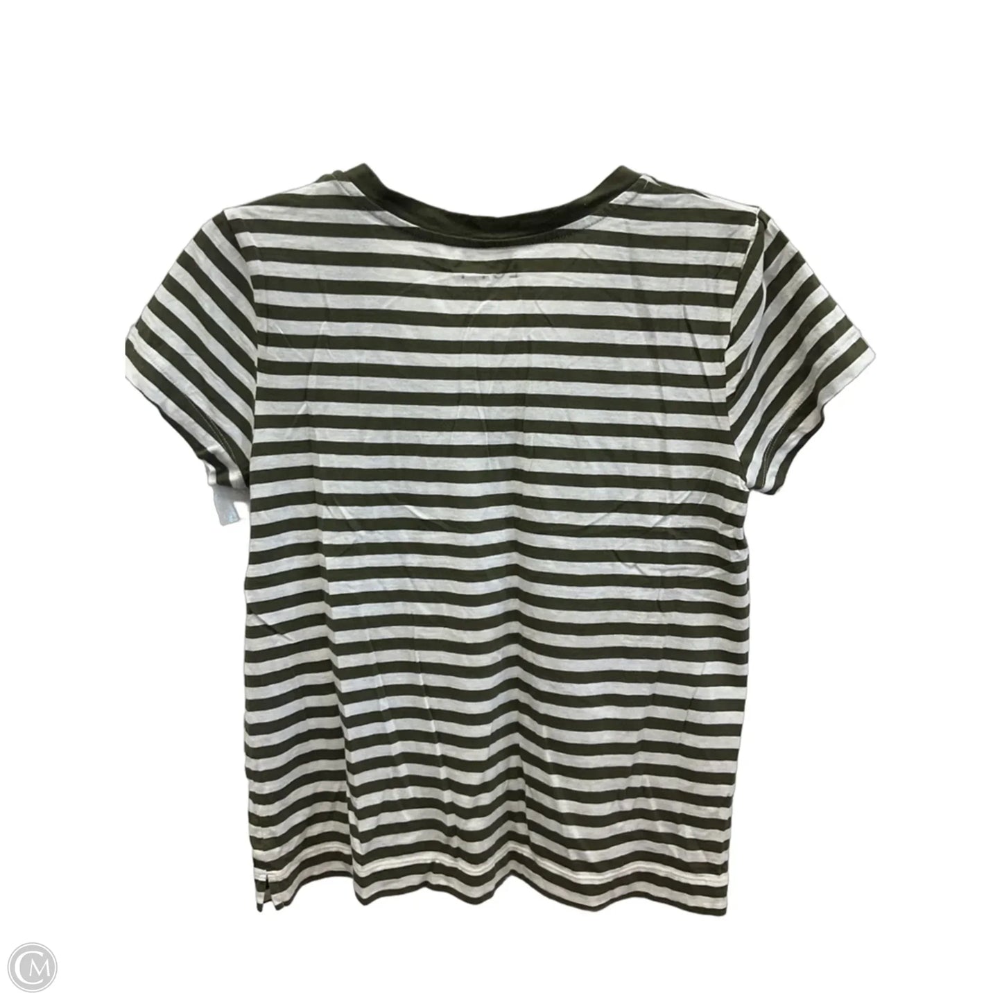 Top Short Sleeve By Loft In Green & White, Size: S