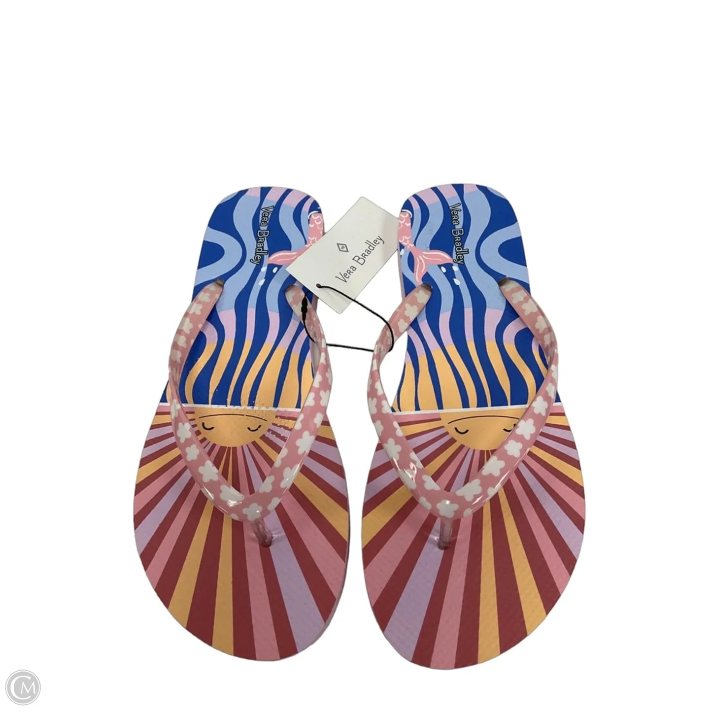 Sandals Flip Flops By Vera Bradley In Blue & Pink, Size: 7.5