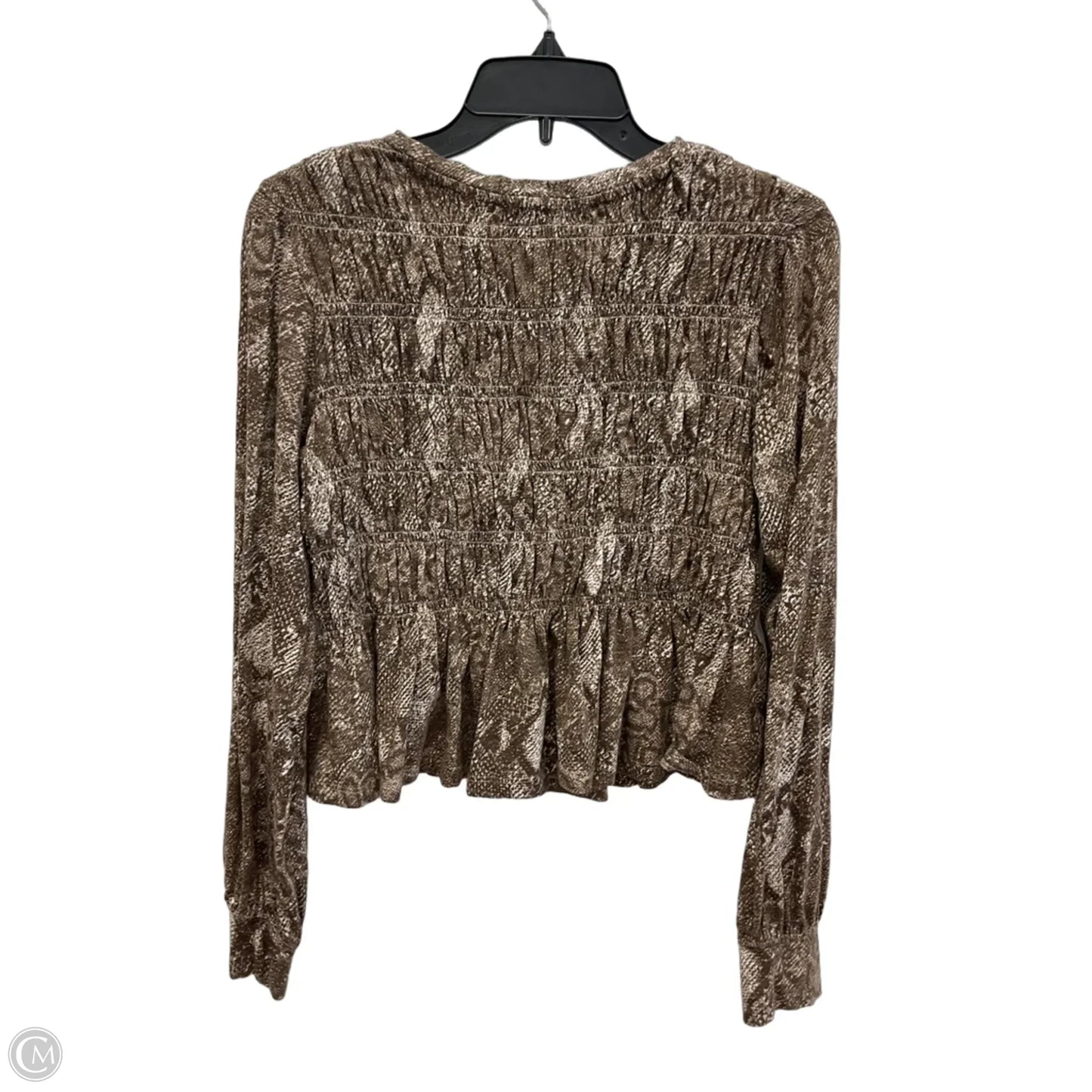 Top Long Sleeve By Pilcro In Brown, Size: M