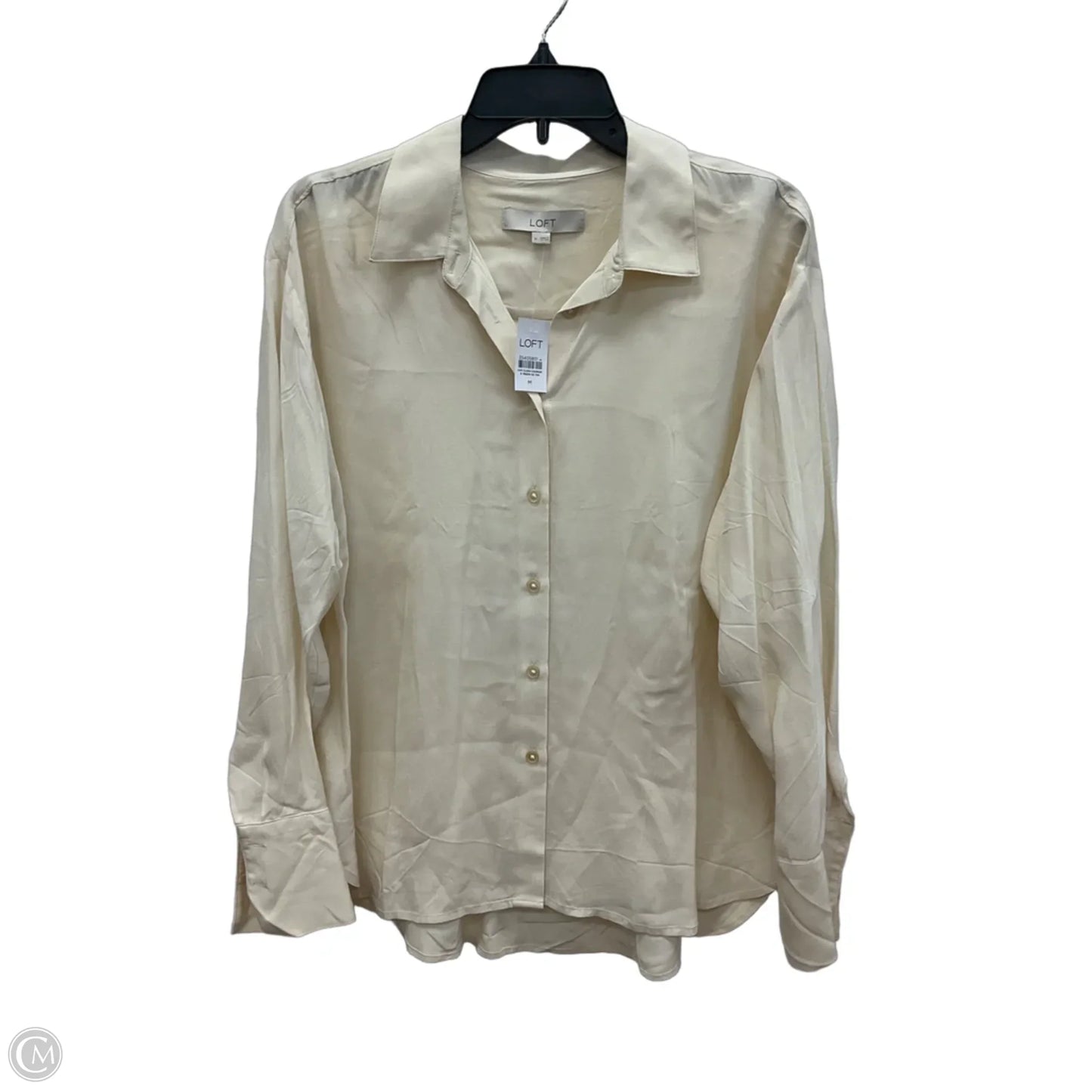 Blouse Long Sleeve By Loft In Cream, Size: M