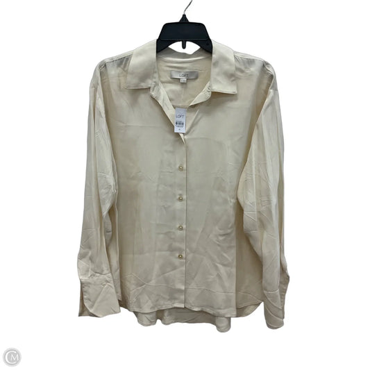 Blouse Long Sleeve By Loft In Cream, Size: M