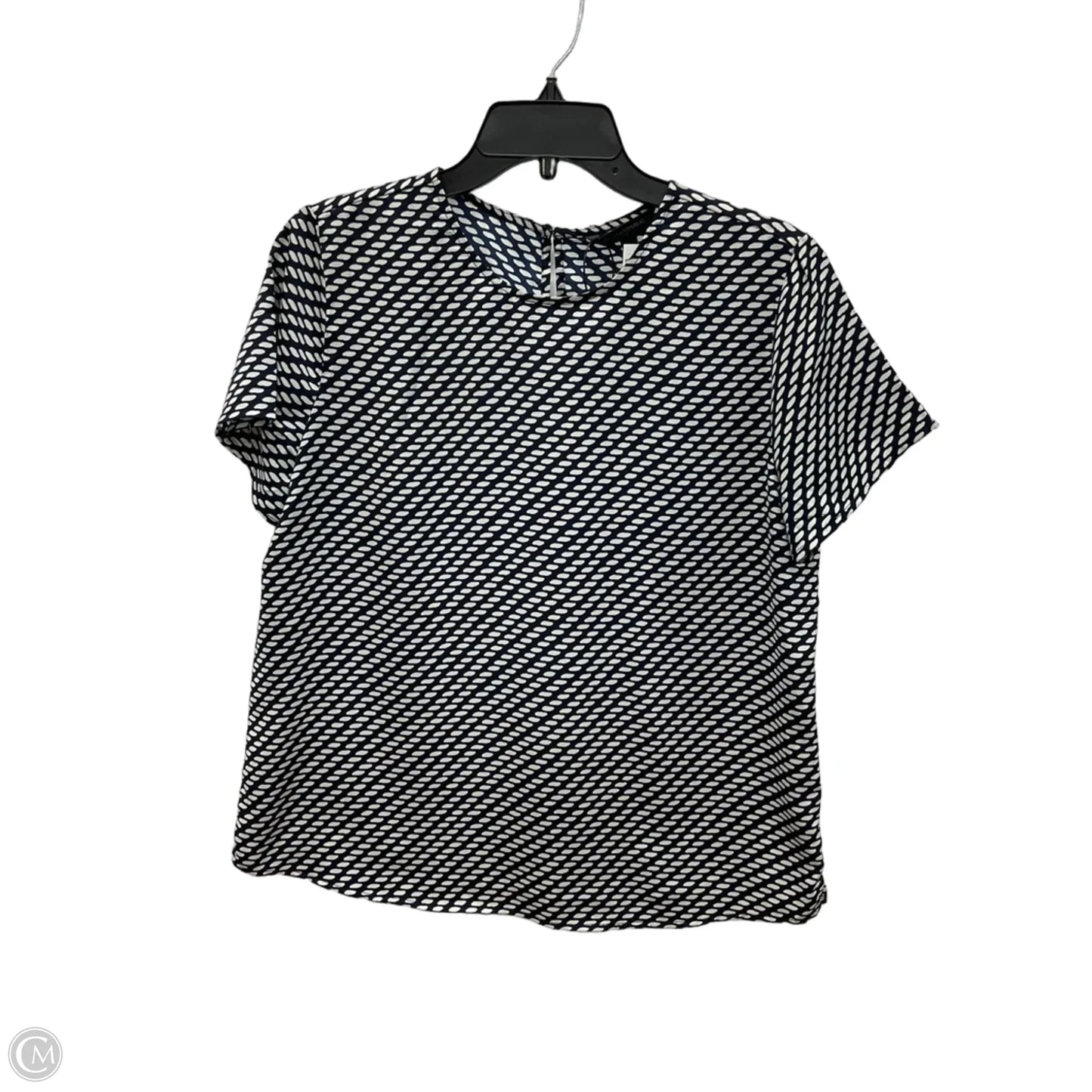 Top Short Sleeve By Banana Republic In Blue & White, Size: M