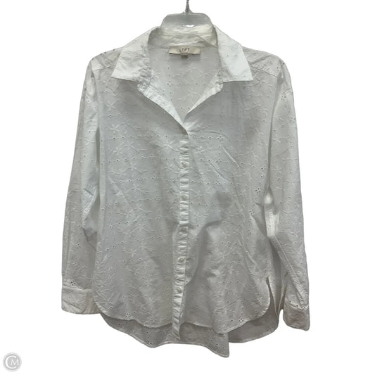 Blouse Long Sleeve By Loft In White, Size: S