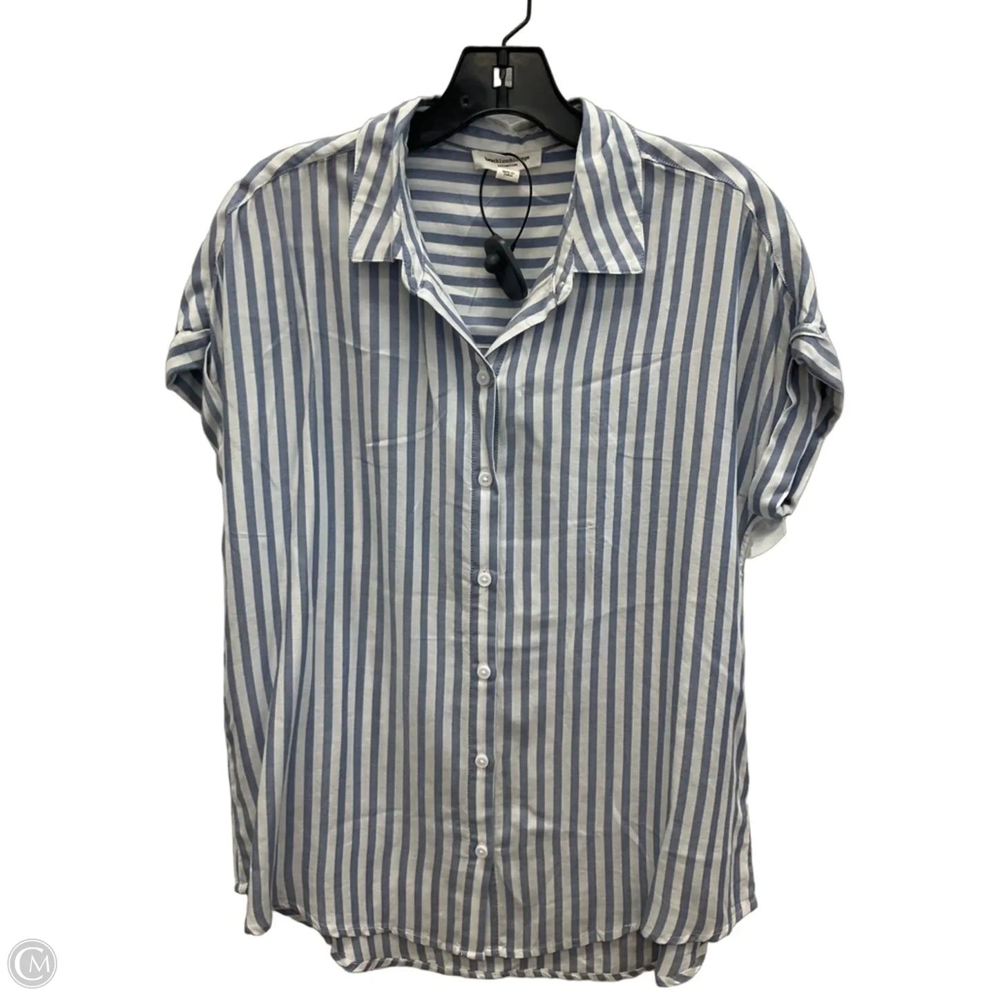 Blouse Short Sleeve By Beachlunchlounge In Blue & White, Size: S