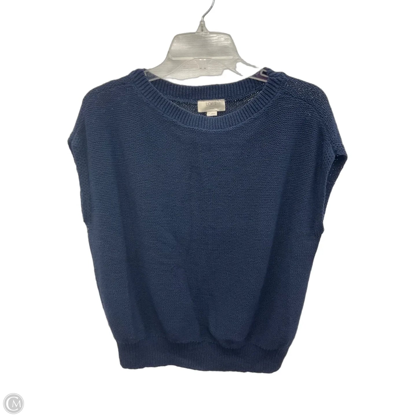 Top Short Sleeve By Loft In Navy, Size: Lp
