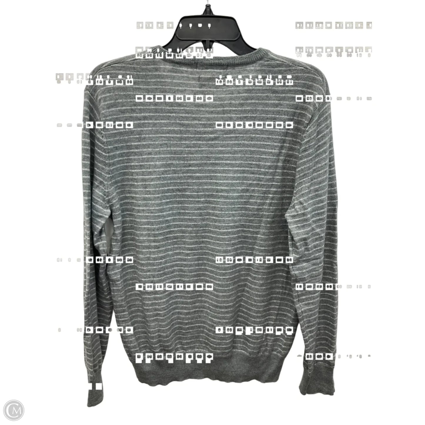 Top Long Sleeve By Calvin Klein In Grey & White, Size: M