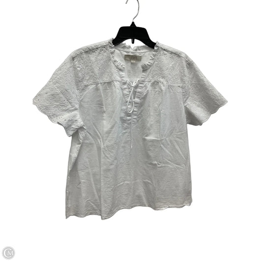 Top Short Sleeve By Loft In White, Size: Xl