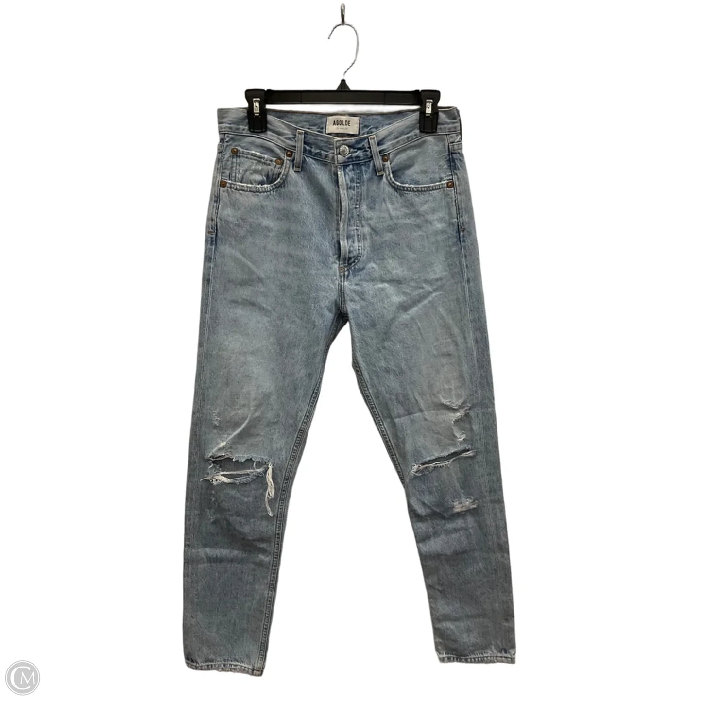 Jeans Straight By Agolde In Blue Denim, Size: 4