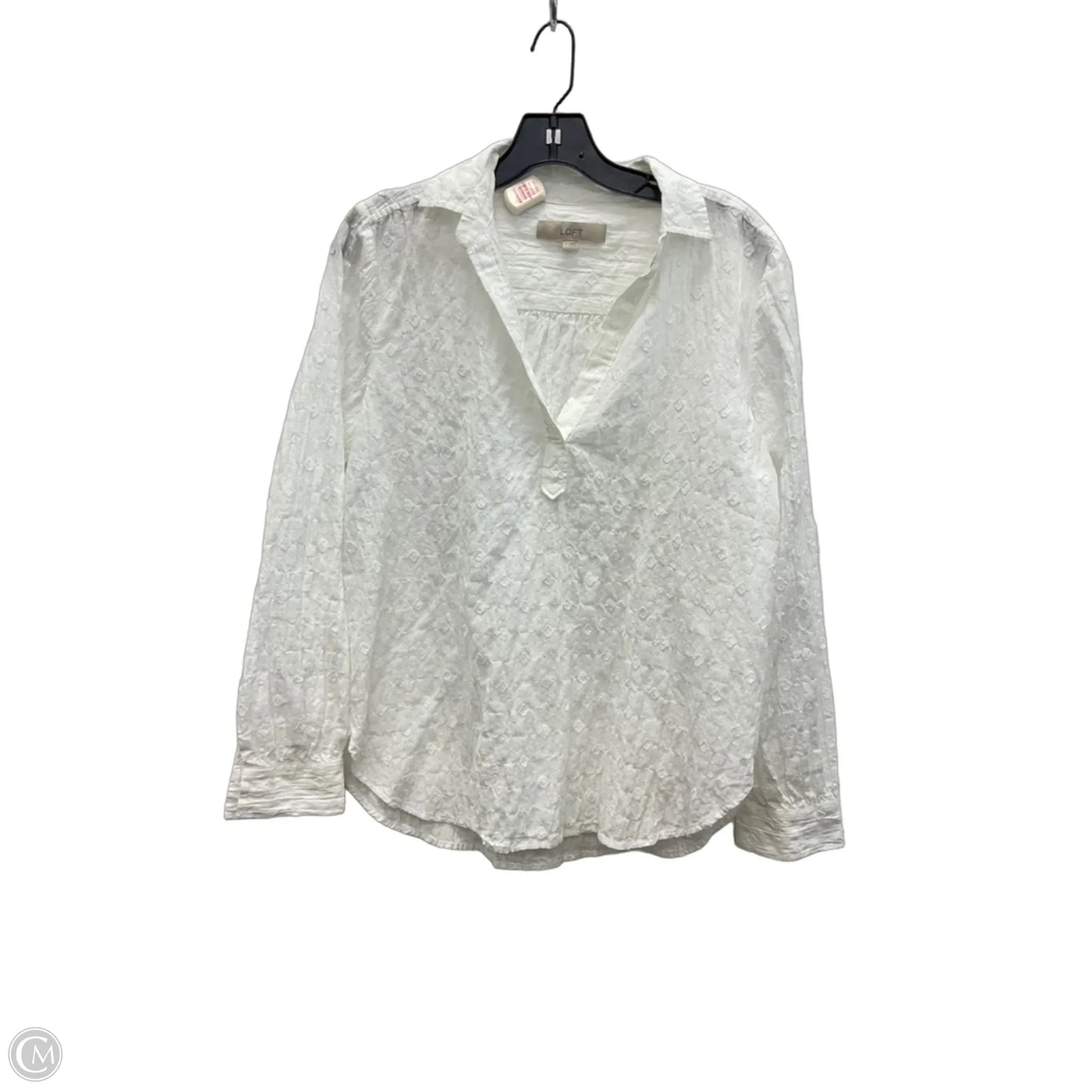 Top Long Sleeve By Loft In White, Size: M