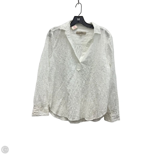 Top Long Sleeve By Loft In White, Size: M