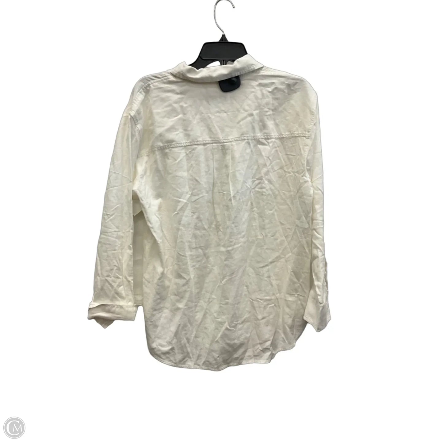 Blouse Long Sleeve By Banana Republic In White, Size: L