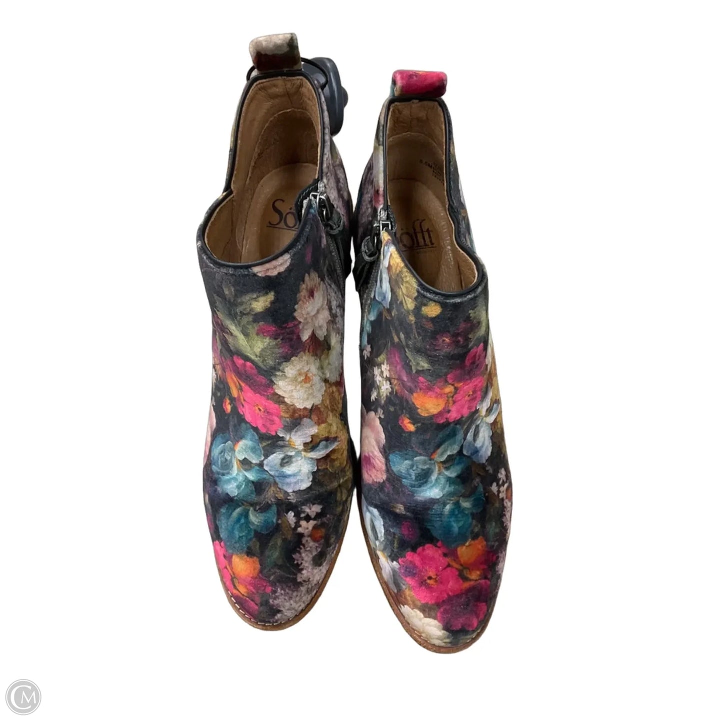 Boots Ankle Heels By Sofft In Floral Print, Size: 8.5