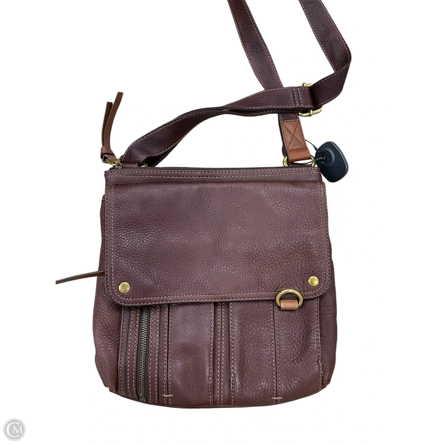 Crossbody Leather By Fossil, Size: Medium