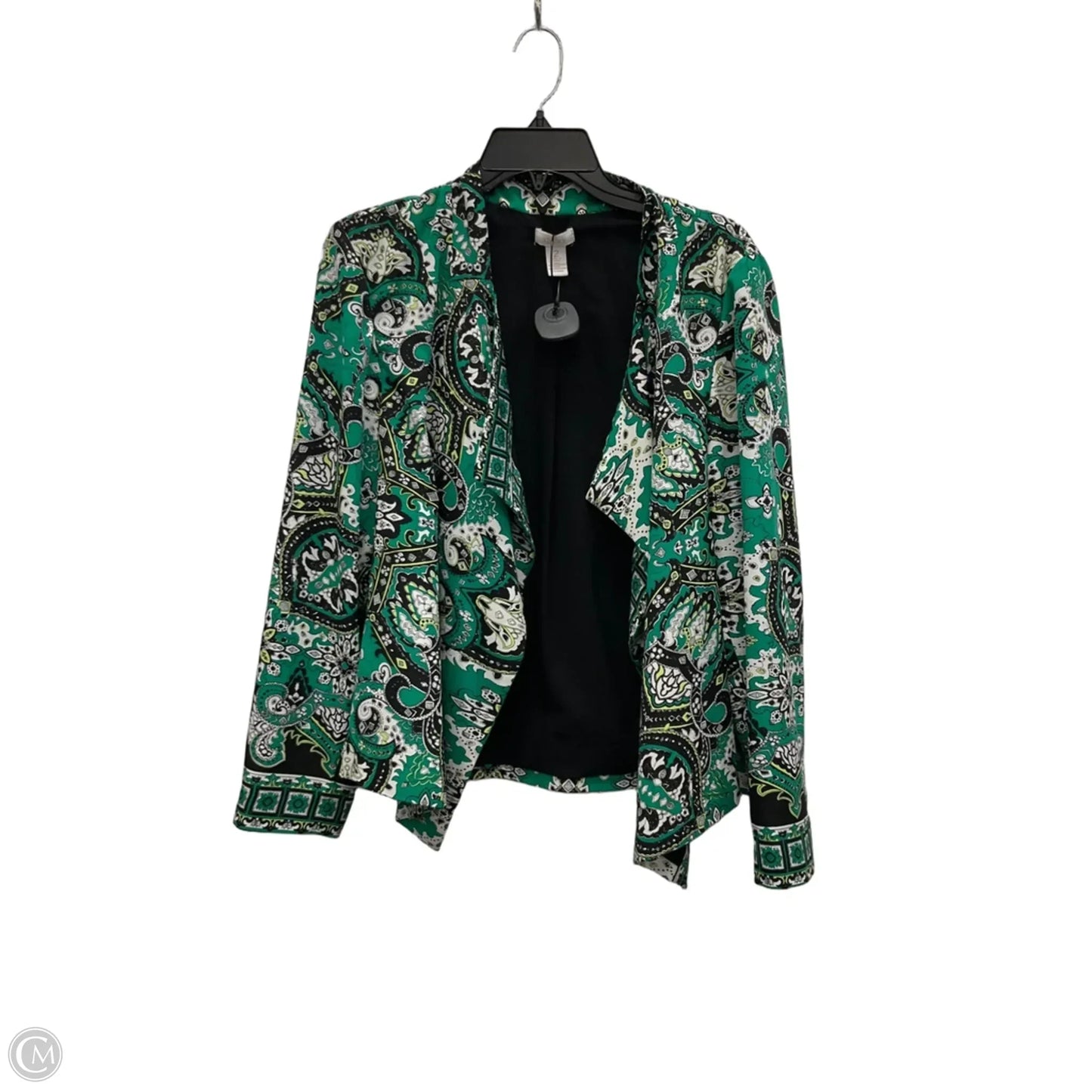 Blazer By Chicos In Black & Green, Size: L