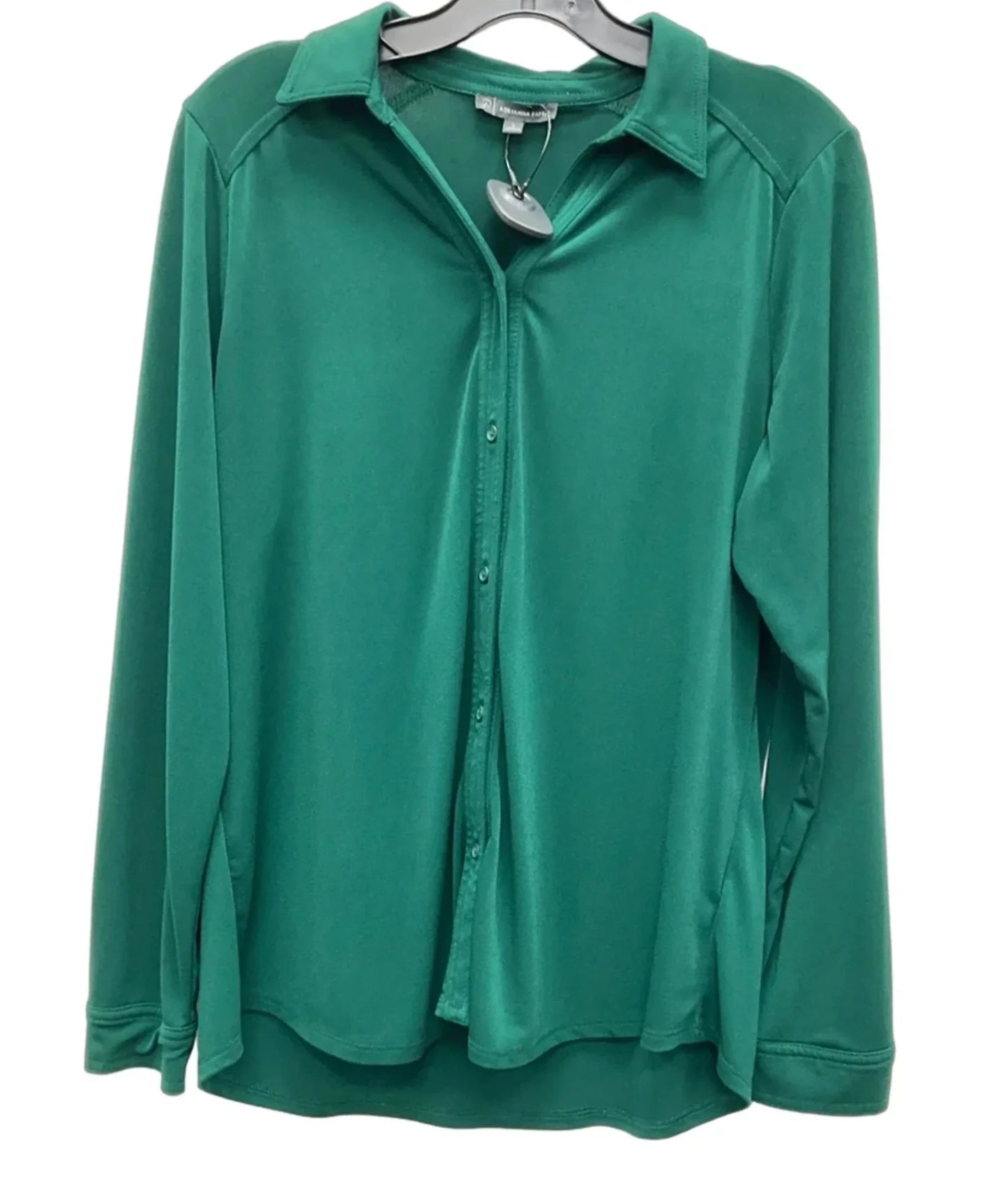 Blouse Long Sleeve By Adrianna Papell In Green, Size: L