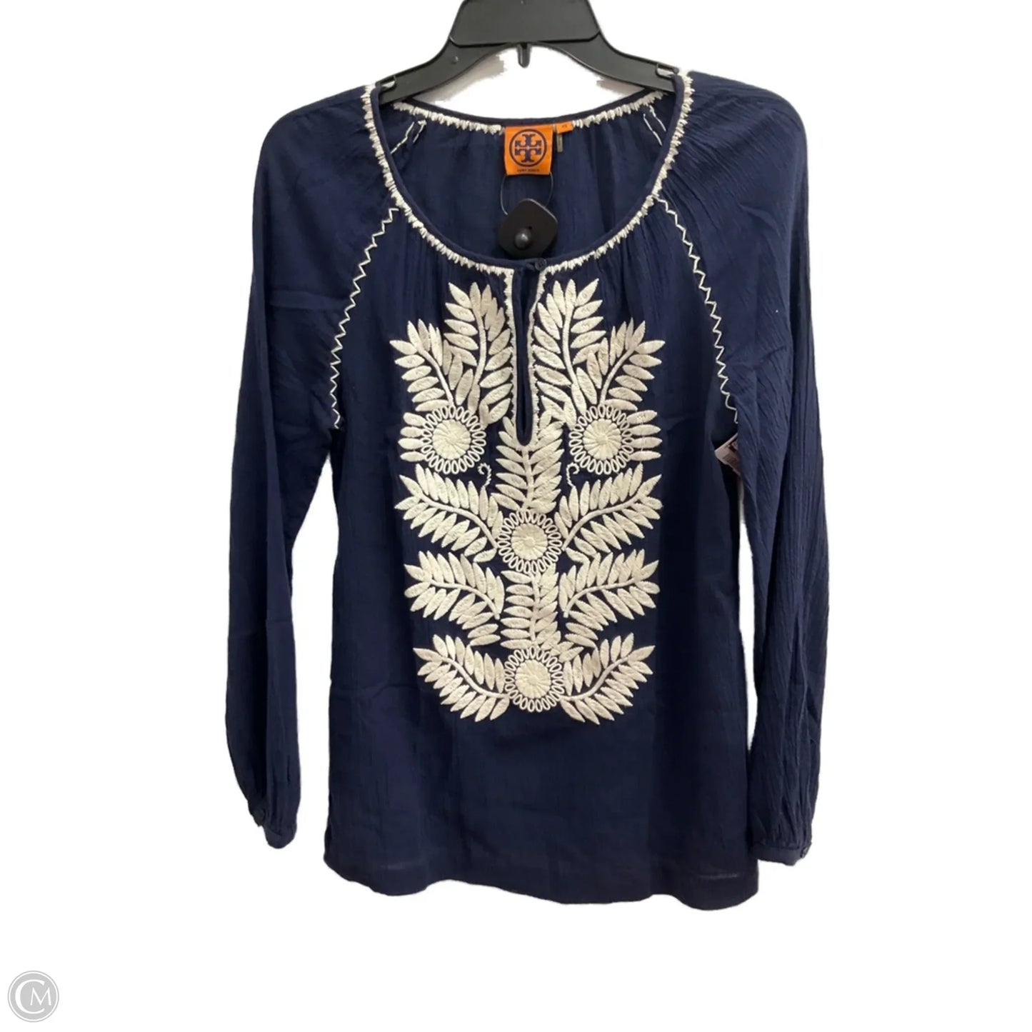 Top Long Sleeve Designer By Tory Burch In Navy, Size: Xs