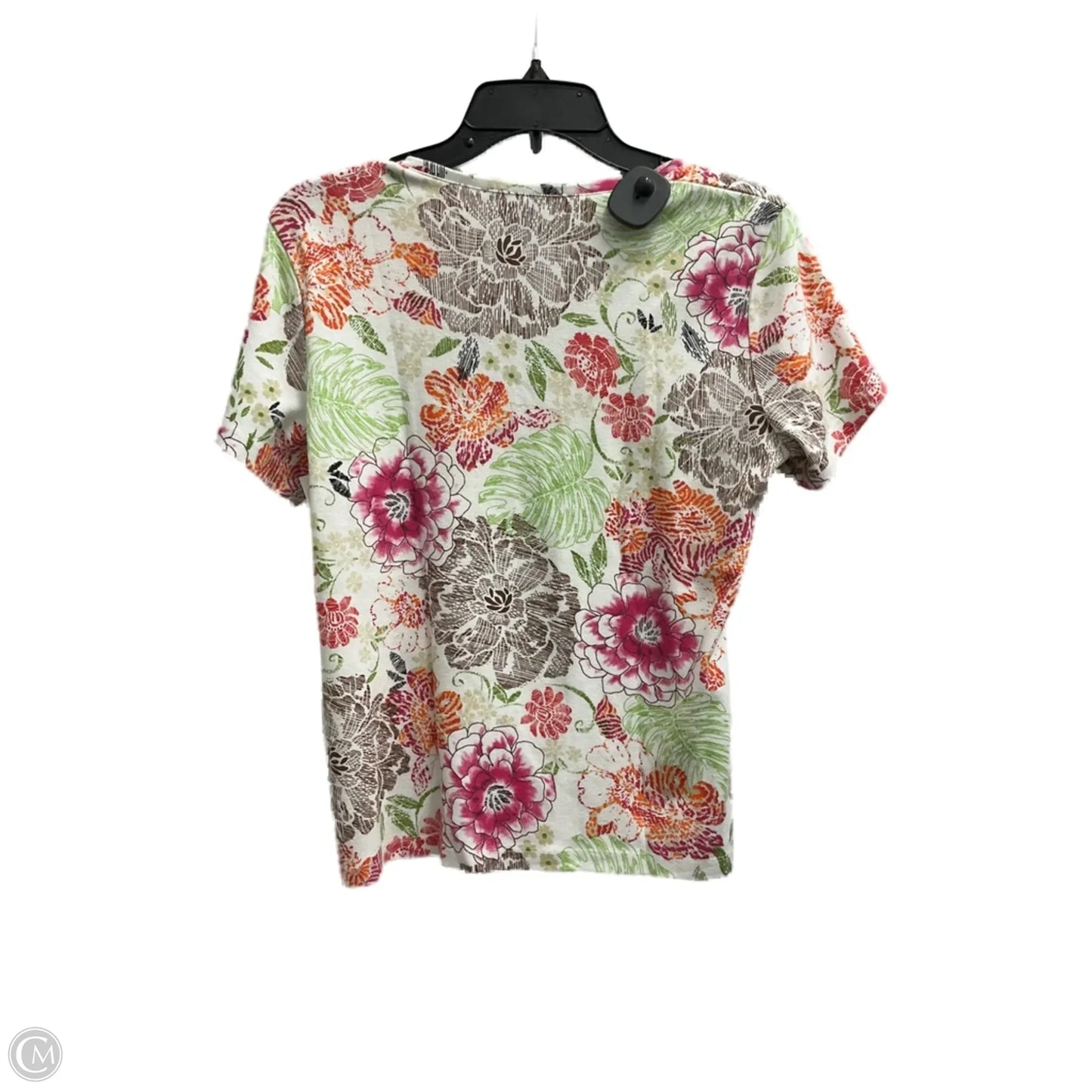 Top Short Sleeve By Karen Scott In Floral Print, Size: Lp