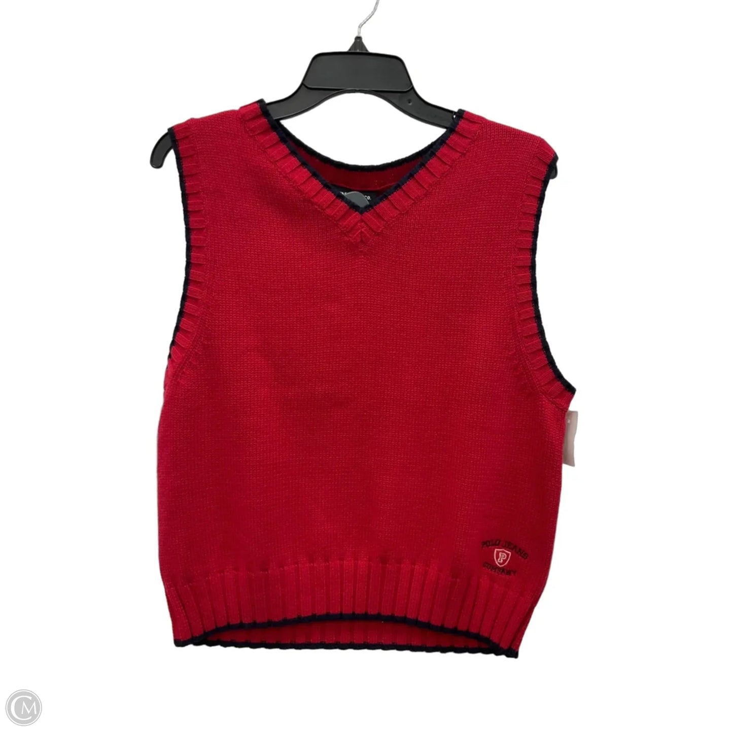 Vest Sweater By Polo Ralph Lauren In Blue & Red, Size: Xl