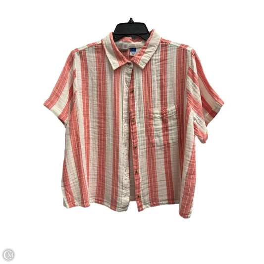 Top Short Sleeve By Old Navy In Pink & White, Size: L