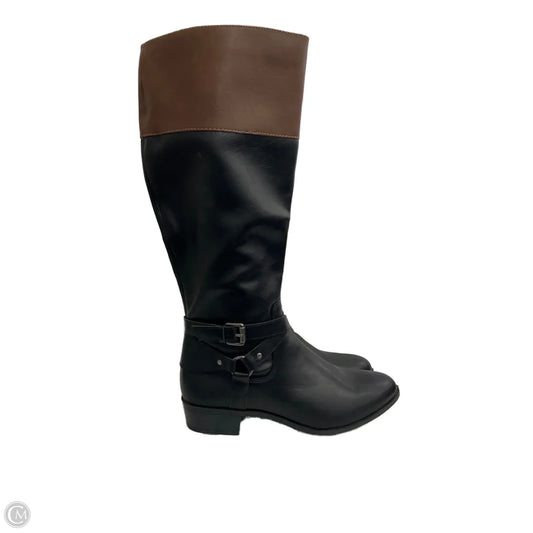 Boots Mid-calf Heels By Ana In Black & Brown, Size: 8.5