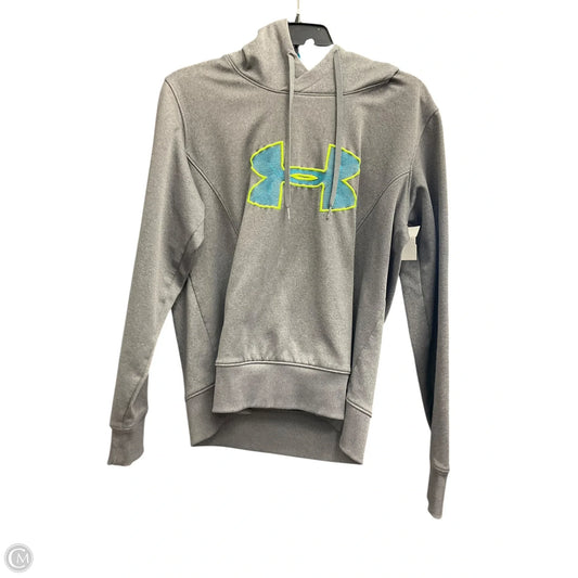 Athletic Top Long Sleeve Hoodie By Under Armour In Grey, Size: L