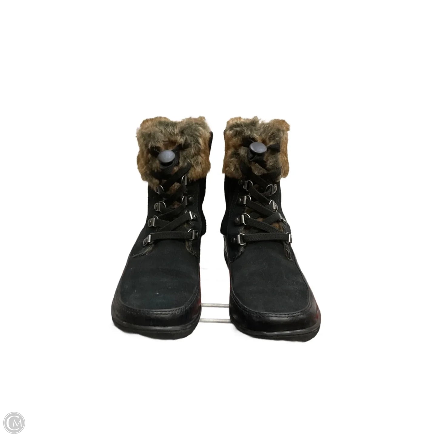 Boots Ankle Flats By Clarks In Black & Brown, Size: 6