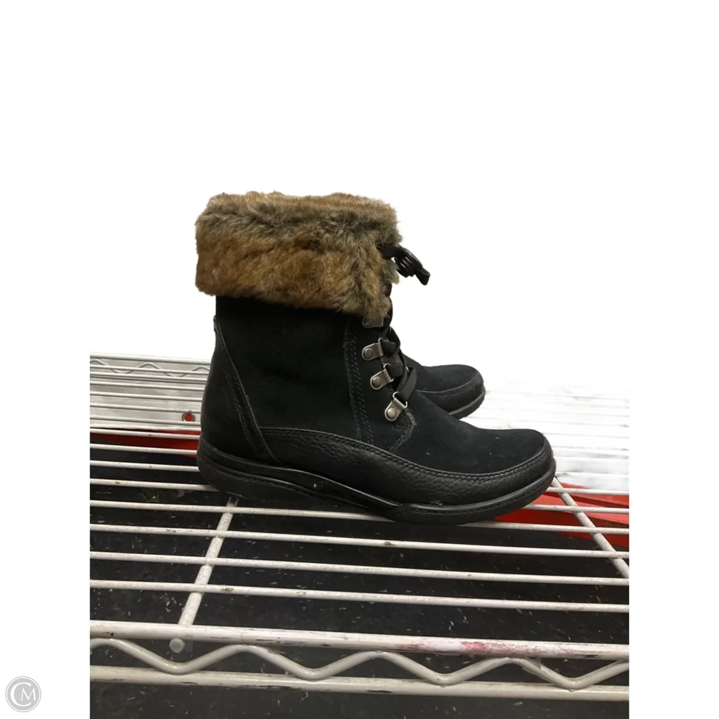 Boots Ankle Flats By Clarks In Black & Brown, Size: 6