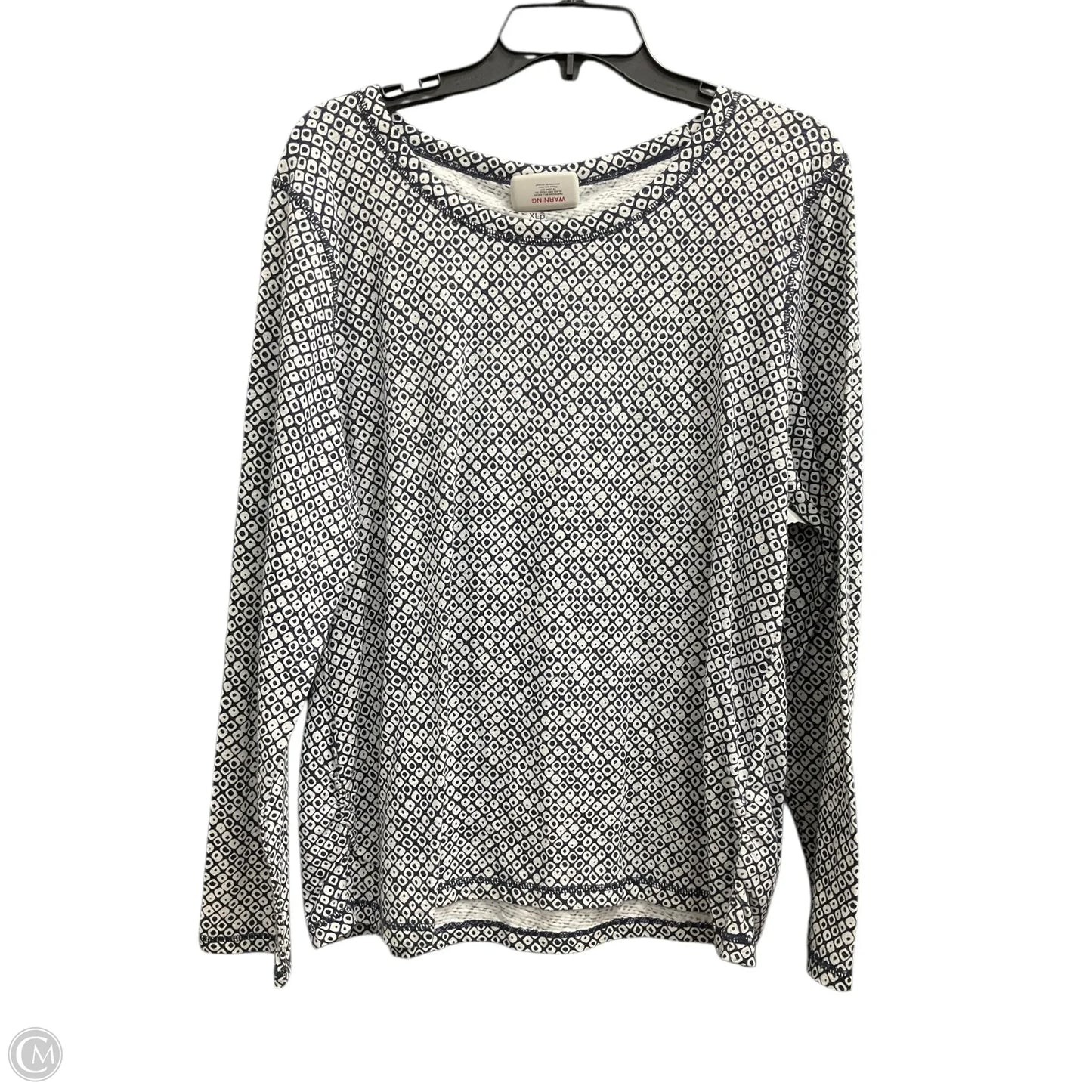 Top Long Sleeve By Talbots In Blue & White, Size: Xlp