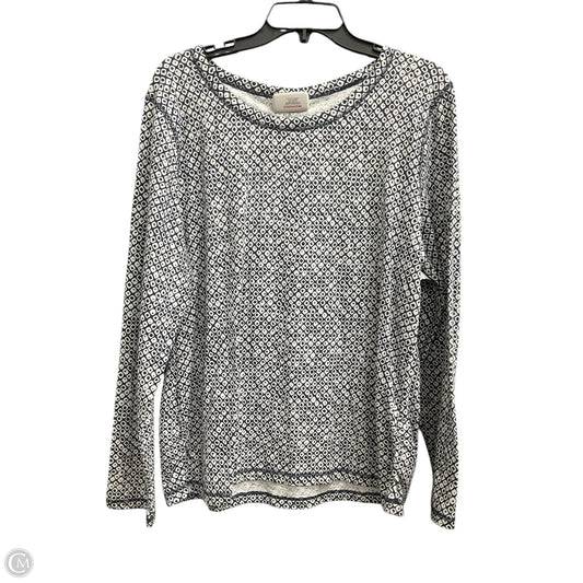 Top Long Sleeve By Talbots In Blue & White, Size: Xlp