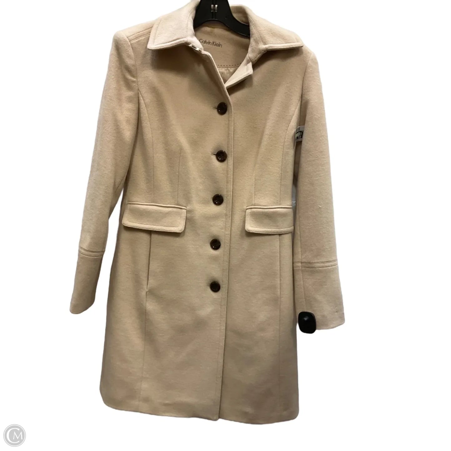 Coat Peacoat By Calvin Klein In Tan, Size: Xs