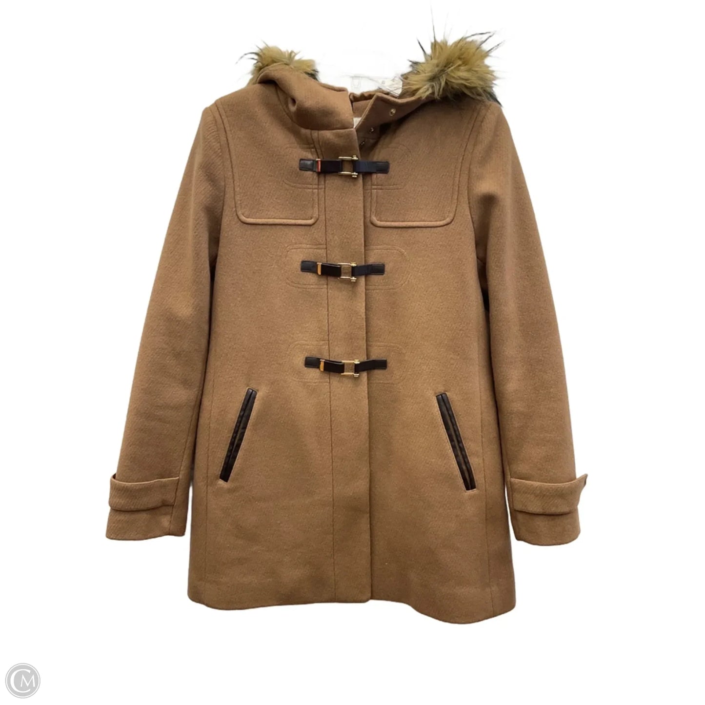 Coat Wool By Cole-haan In Brown, Size: S