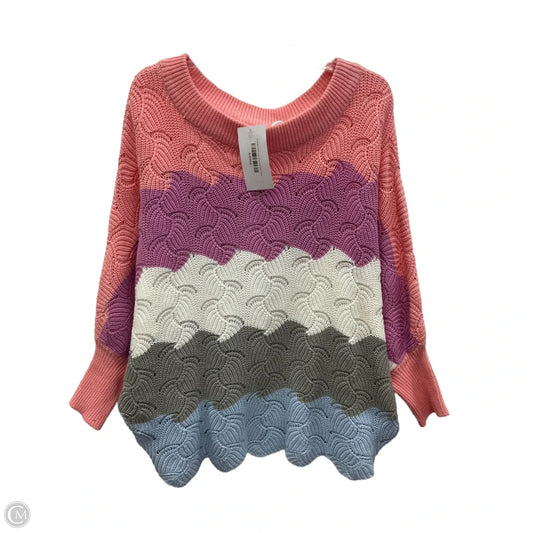 Sweater Short Sleeve By Andree By Unit In Grey & Pink, Size: S