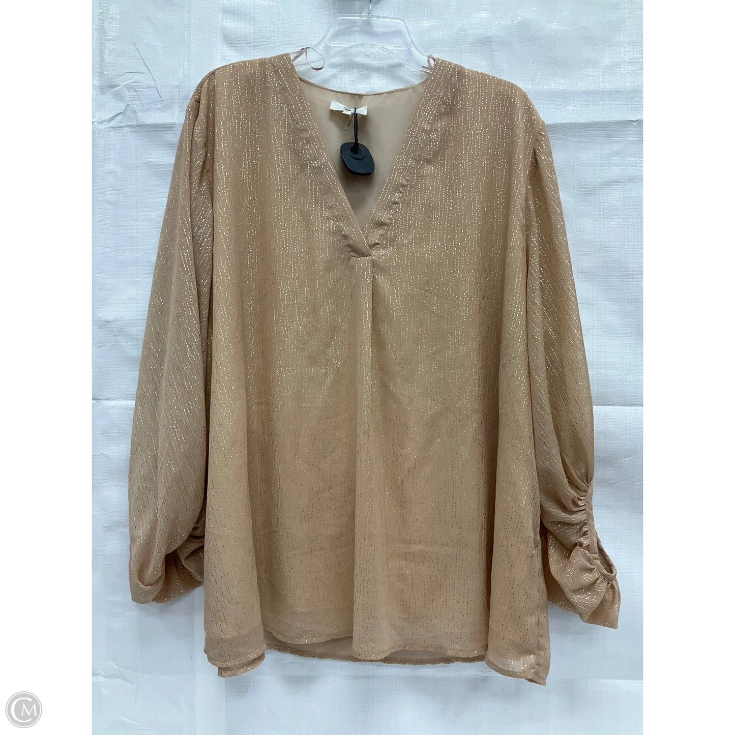 Top Long Sleeve By Entro In Tan, Size: 2x