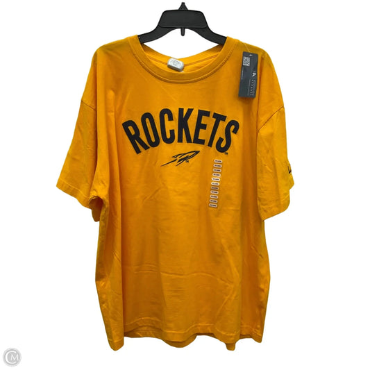 Athletic Top Short Sleeve By Cmf In Blue & Yellow, Size: 2x