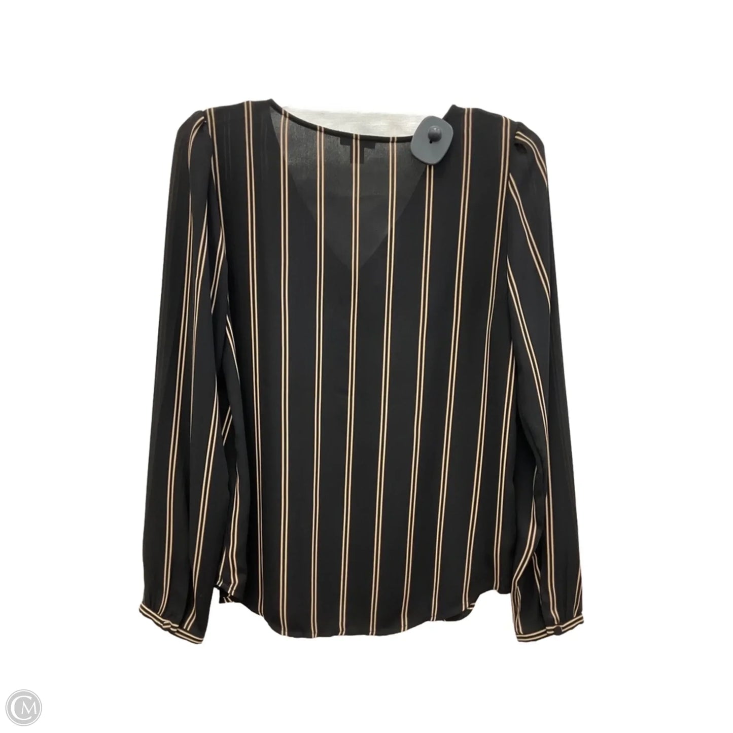 Top Long Sleeve By Ann Taylor In Black & Tan, Size: S